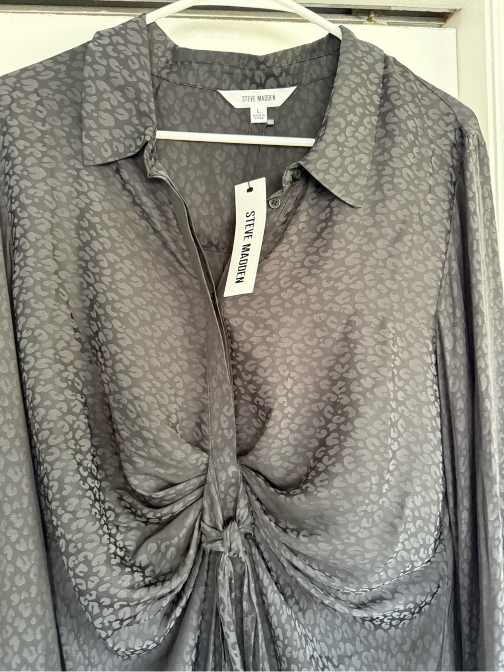 Steve Madden Black Ruched Tie-Front Midi Dress - Picture 4 of 12